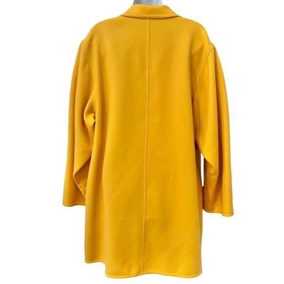 Vintage Louis Feraud 90s Mustard Yellow Virgin Wool Blazer Gold Buttons size 6 - Picture 6 of 13